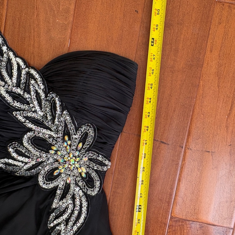 Cassandra Stone‎ Mac Duggal Black One Shoulder Sequin Cutout Gown Dress Size 8 - Picture 12 of 14